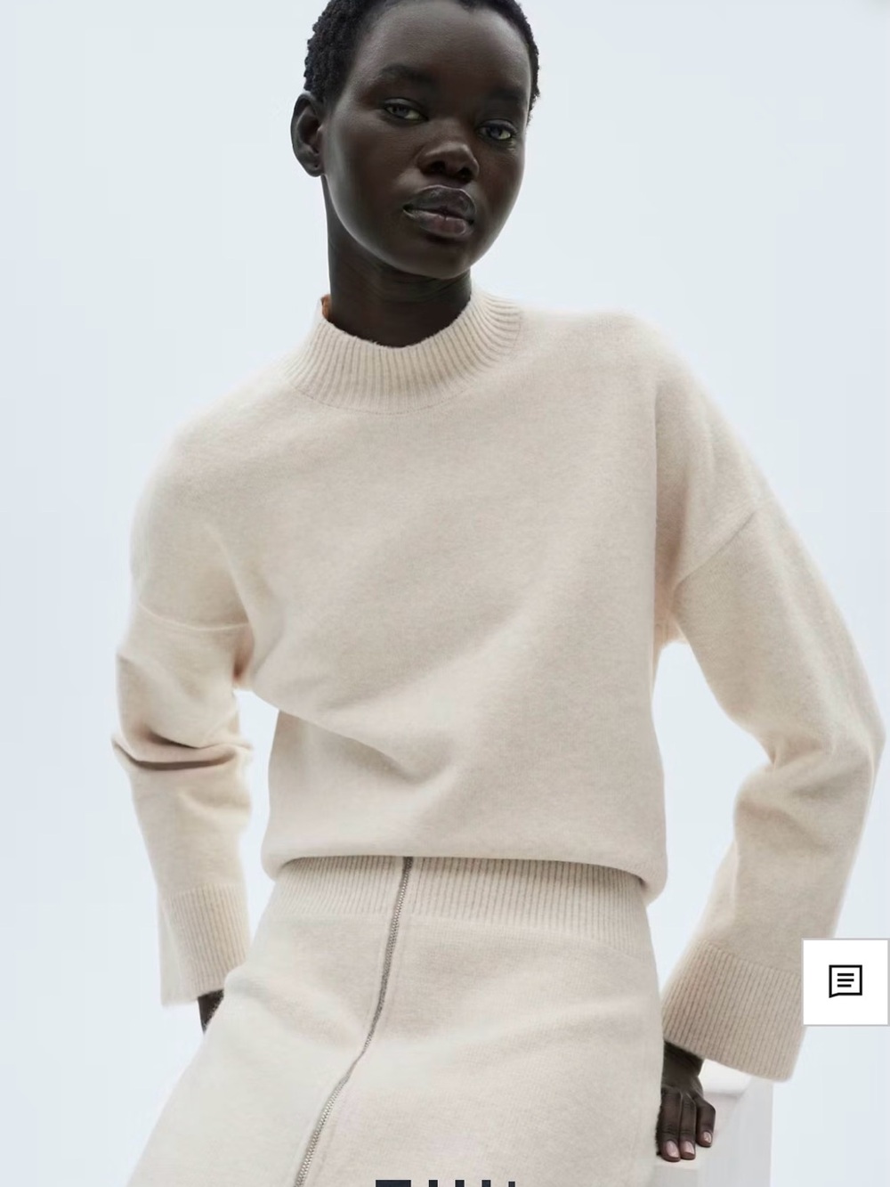 Mango Women's Soft Cream Mock-Neck Sweater